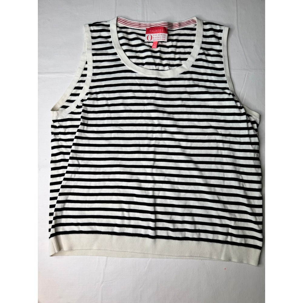Talbots O The Oprah Magazine Collection Striped Sleeveless Knit Shell Top XL